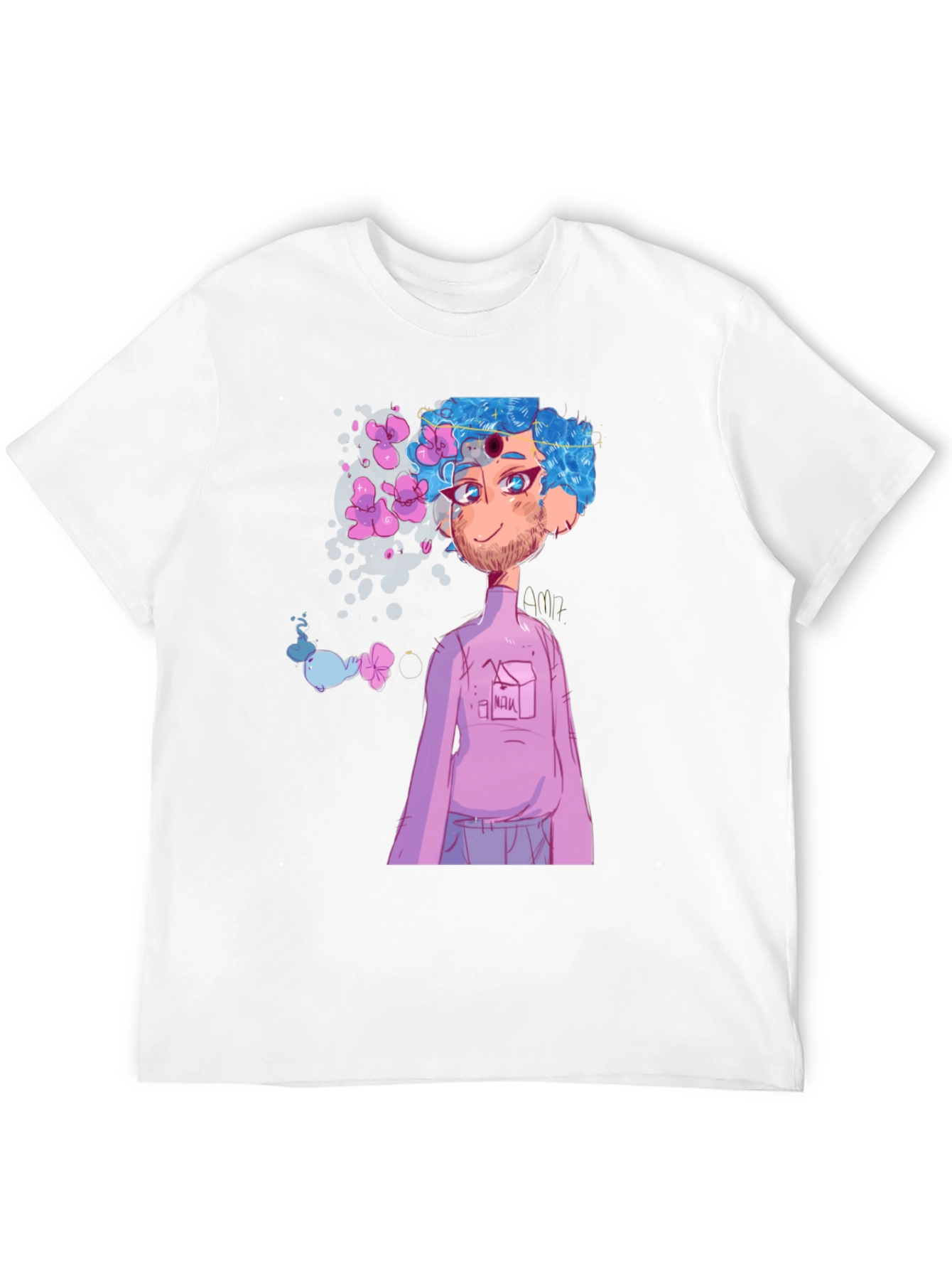 Black T-Shirt with Anime Character Graphic Print