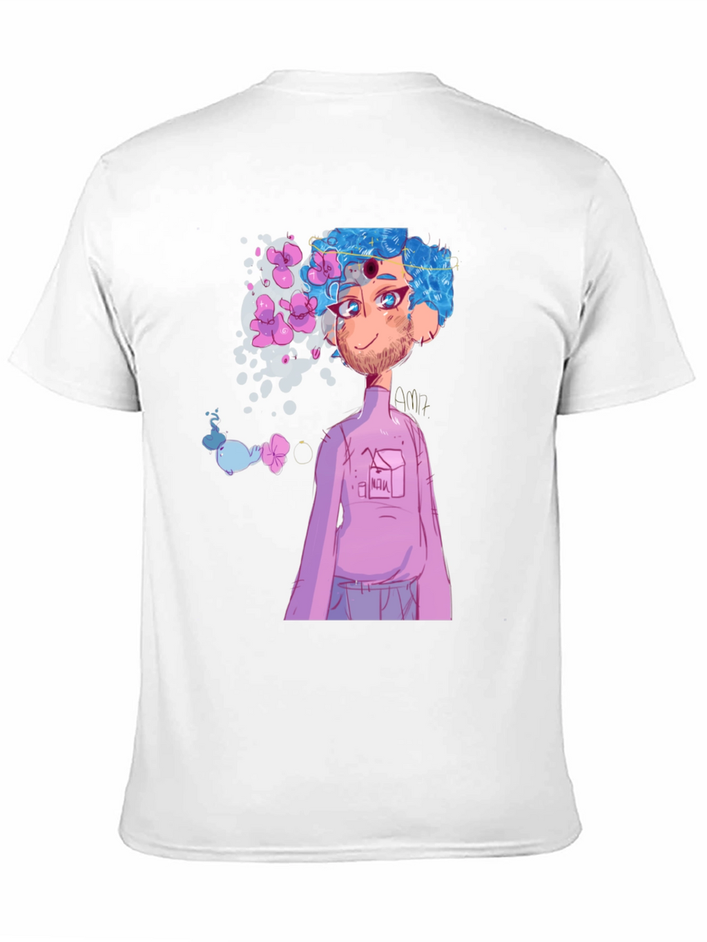 Black T-Shirt with Anime Character Graphic Print