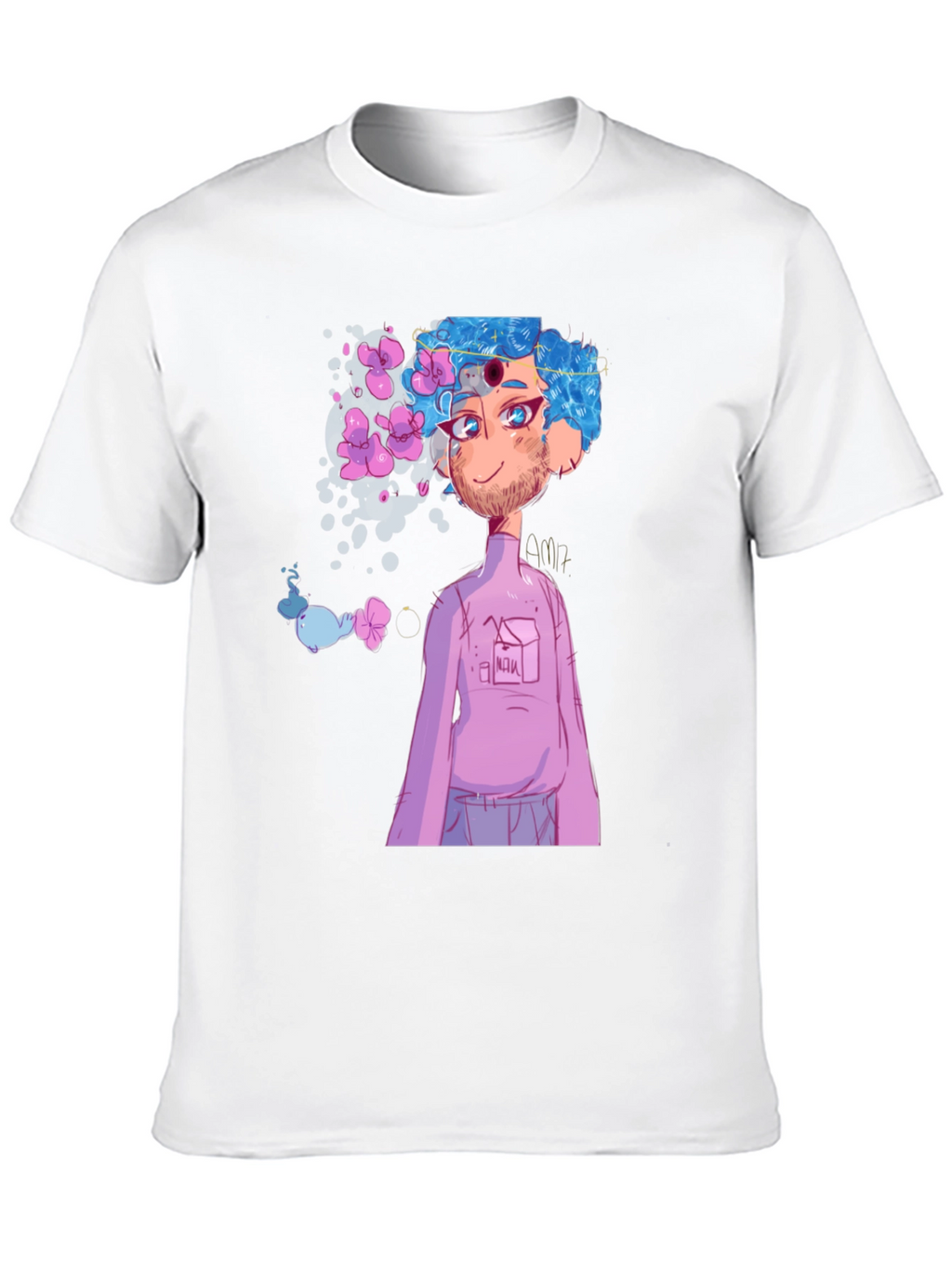 Black T-Shirt with Anime Character Graphic Print