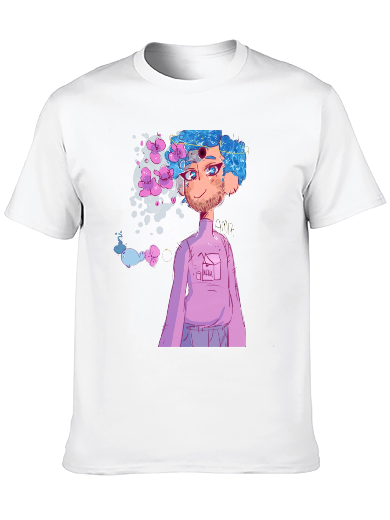 Black T-Shirt with Anime Character Graphic Print