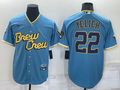 Men's Milwaukee Brewers Christian Yelich #22 Blue Stitched Jerseys