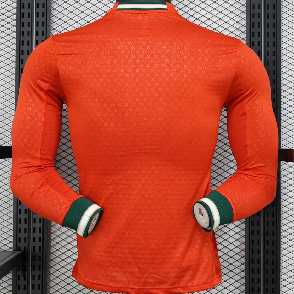 2025 Portugal Home Red Player Version Long Sleeve Soccer Jersey Back