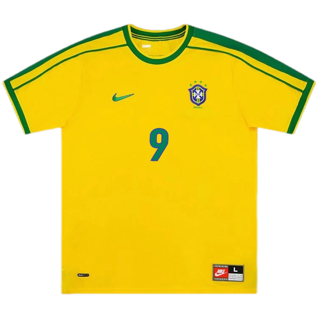 Ronaldo #9 Retro Brazil Home Jersey World Cup 1998 Back