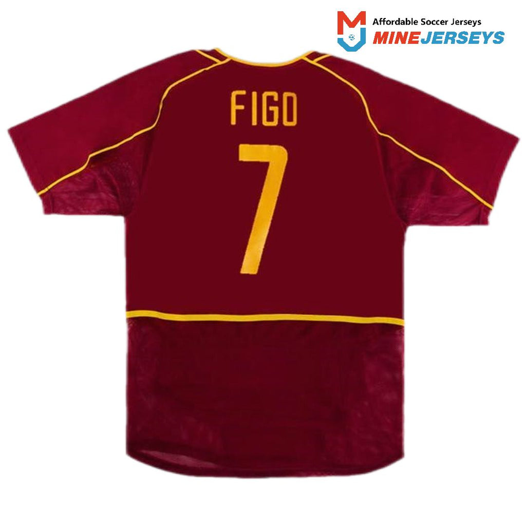 Figo #7 Retro Portugal Home Jersey World Cup 2002 Front