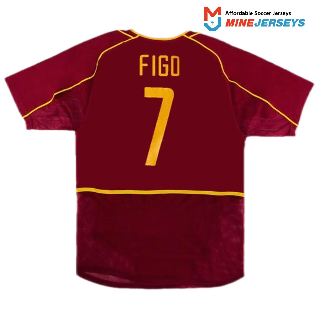 Figo #7 Retro Portugal Home Jersey World Cup 2002 Front