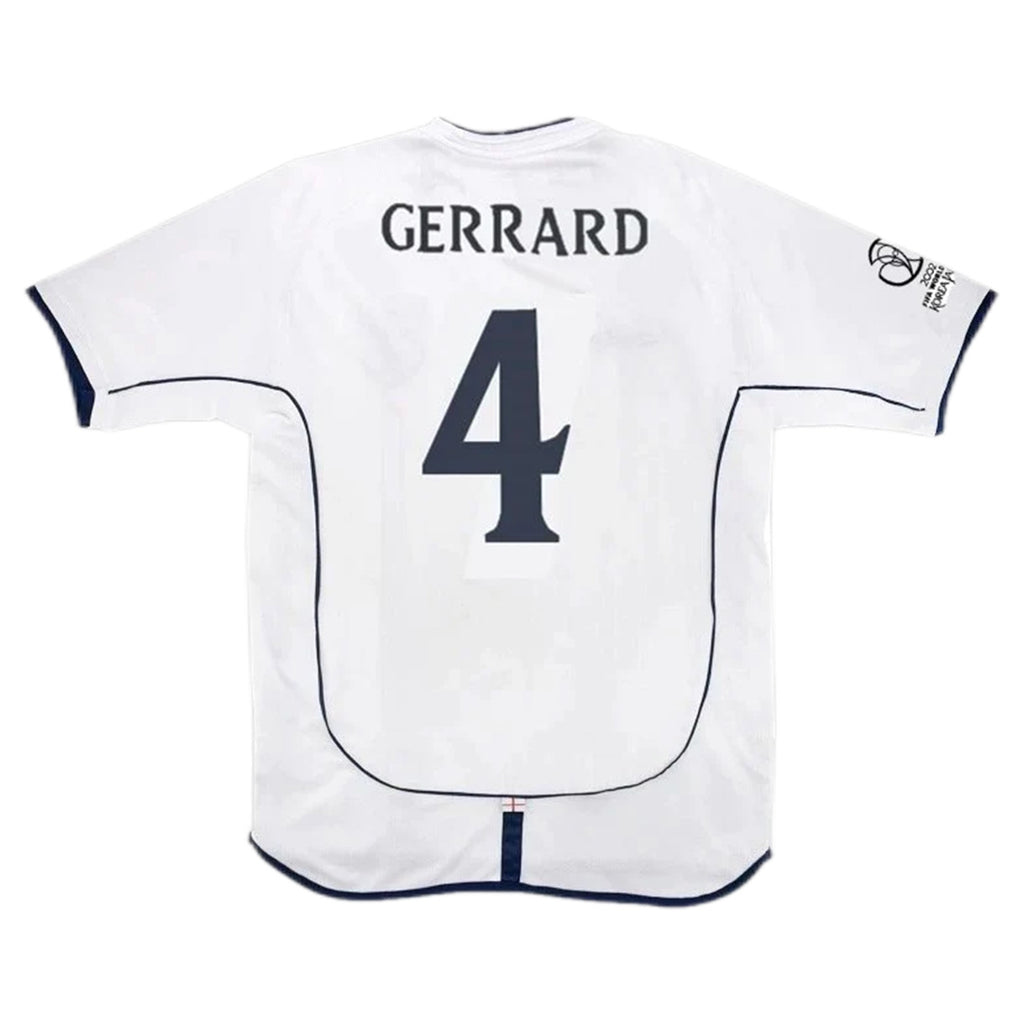 Gerrard #4 Retro England Home Jersey World Cup 2002 Front