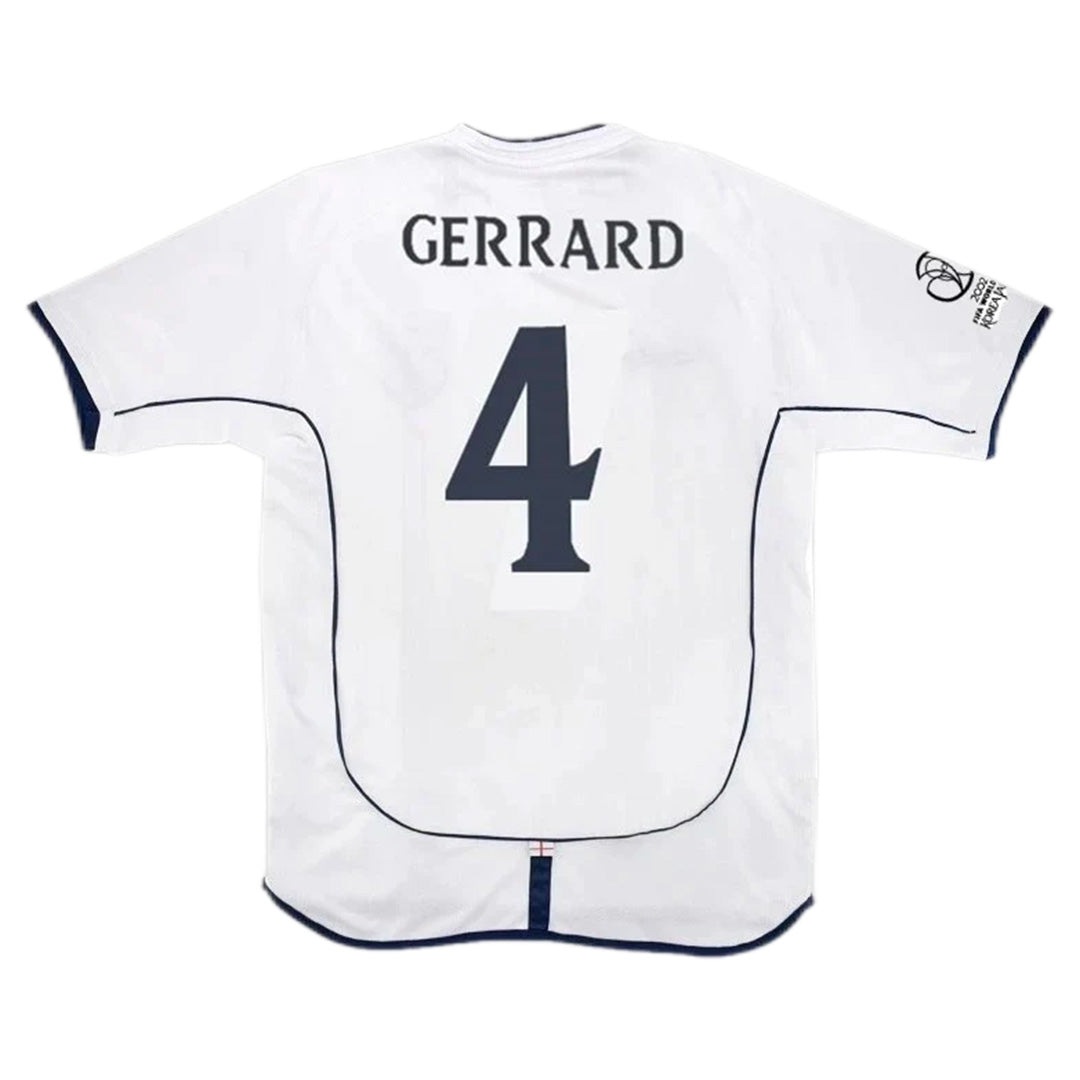 Gerrard #4 Retro England Home Jersey World Cup 2002 Front