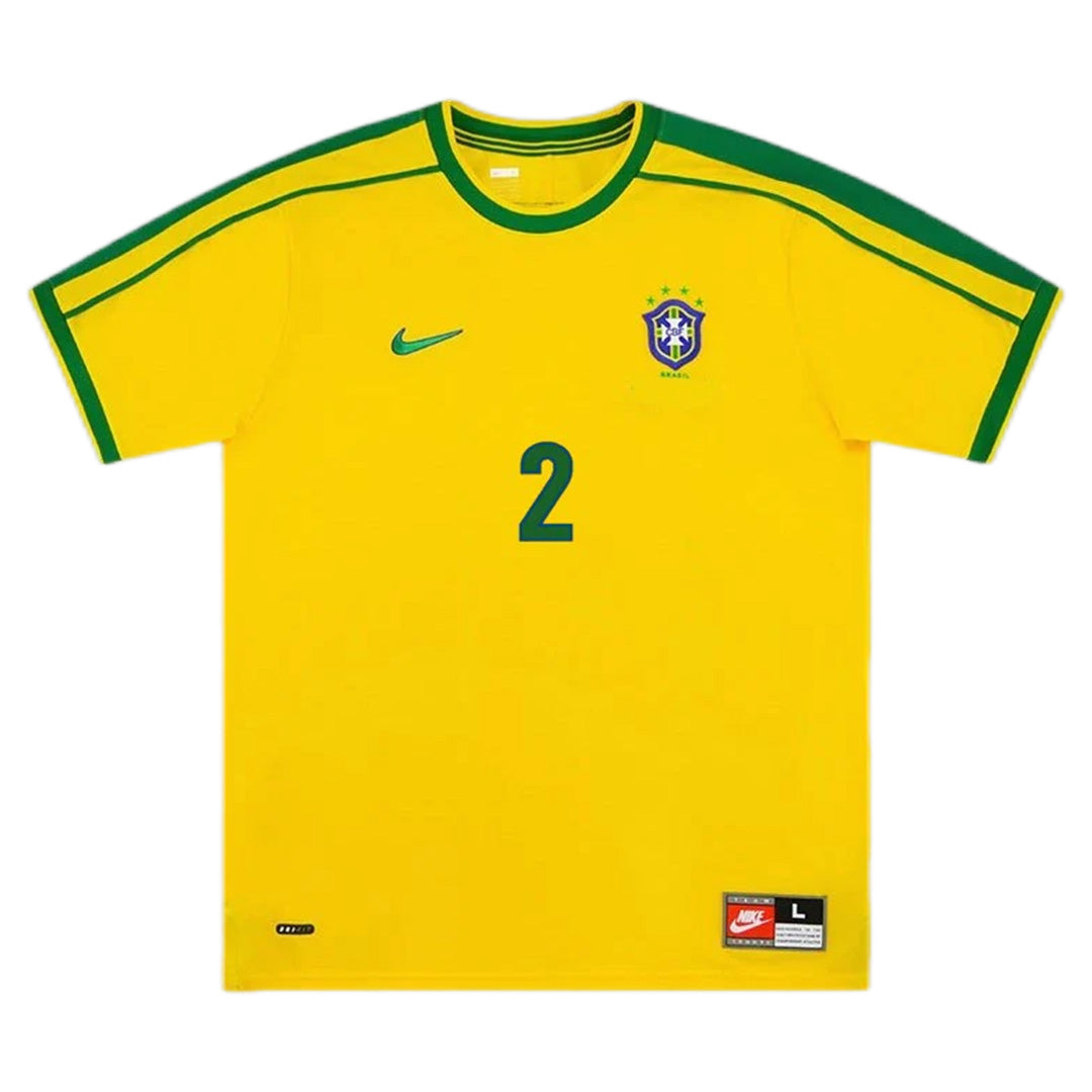CAFU #2 Retro Brazil Home Jersey World Cup 1998 Back