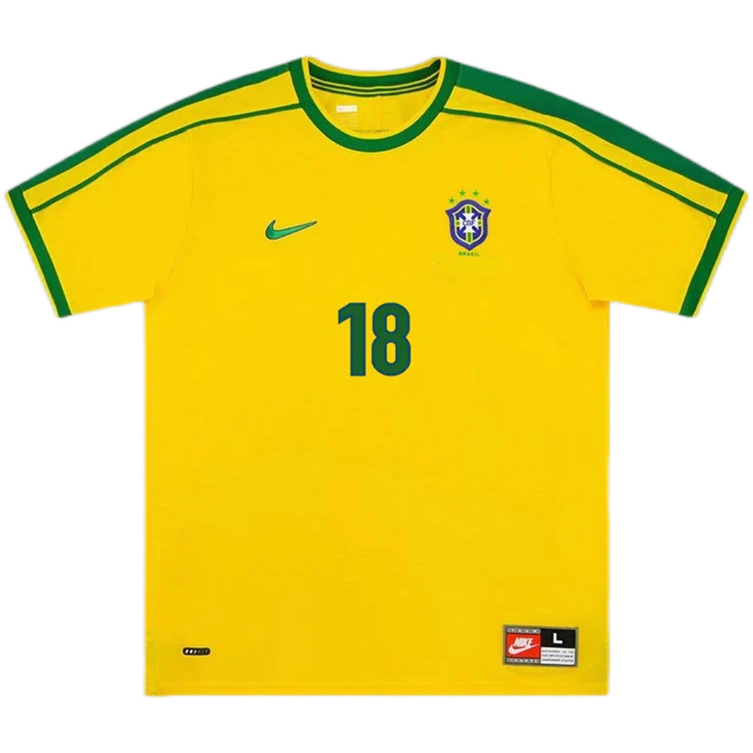 LEONARDO #18 Retro Brazil Home Jersey World Cup 1998 Back