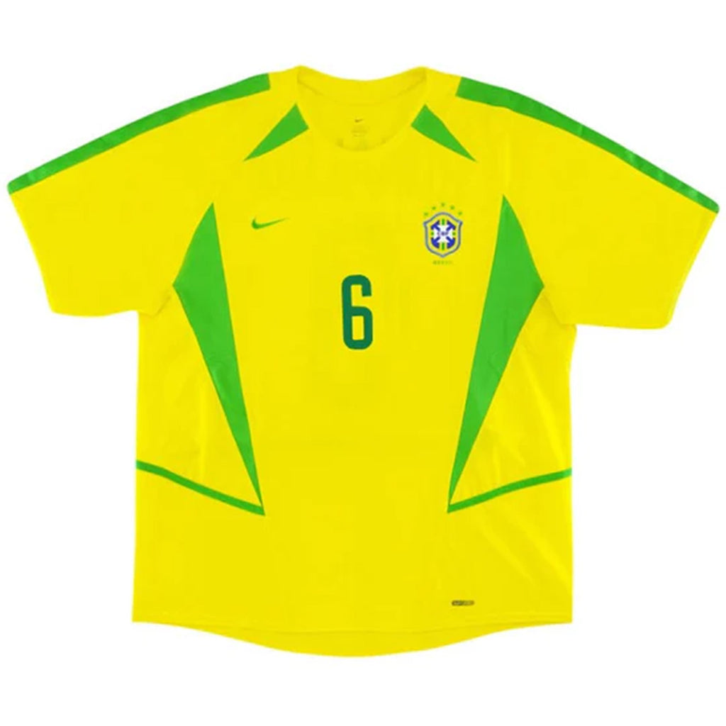 R.CARLOS #6 Retro Brazil Home Jersey World Cup 2002 Back