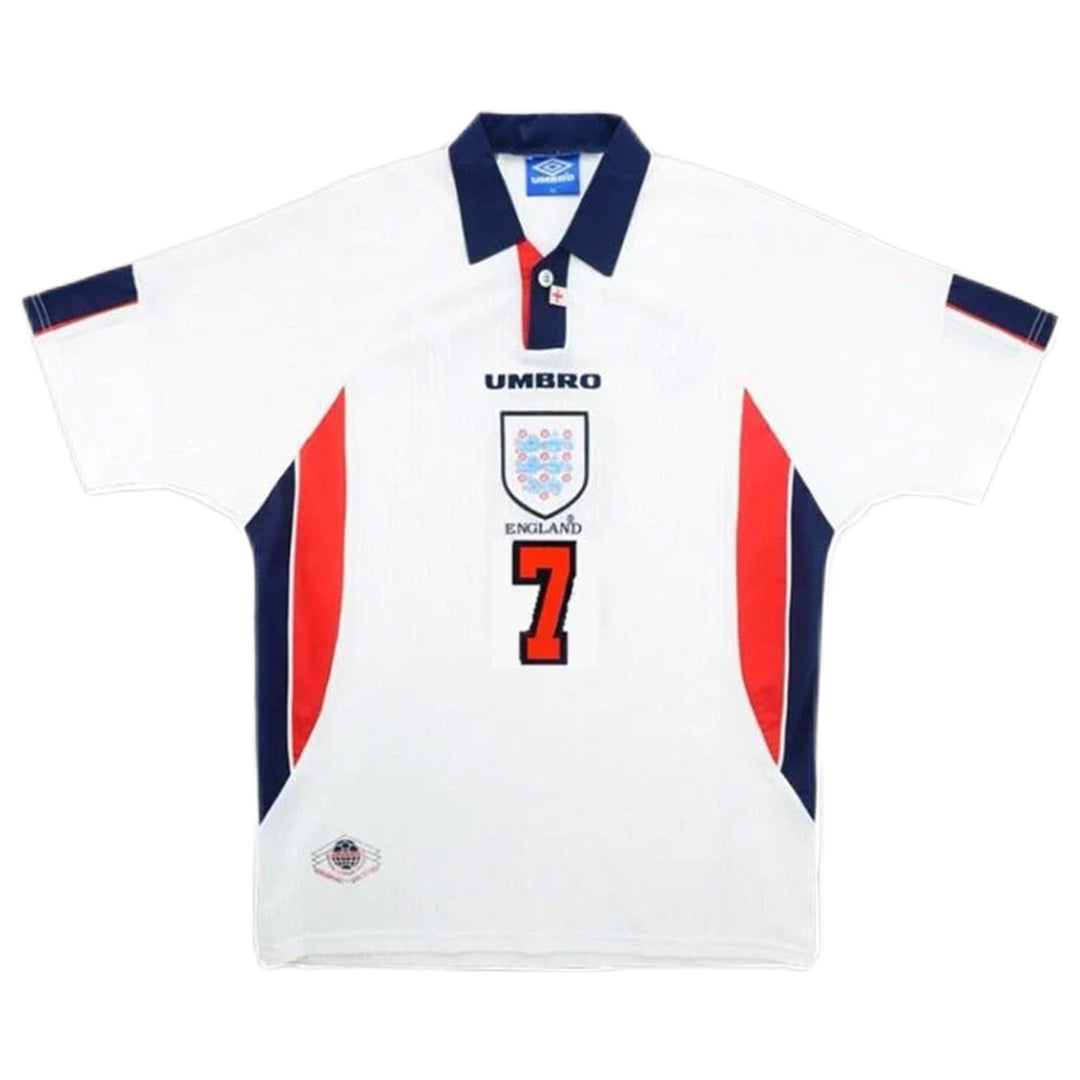 Beckham #7 Retro England Home Jersey World Cup 1998 Back