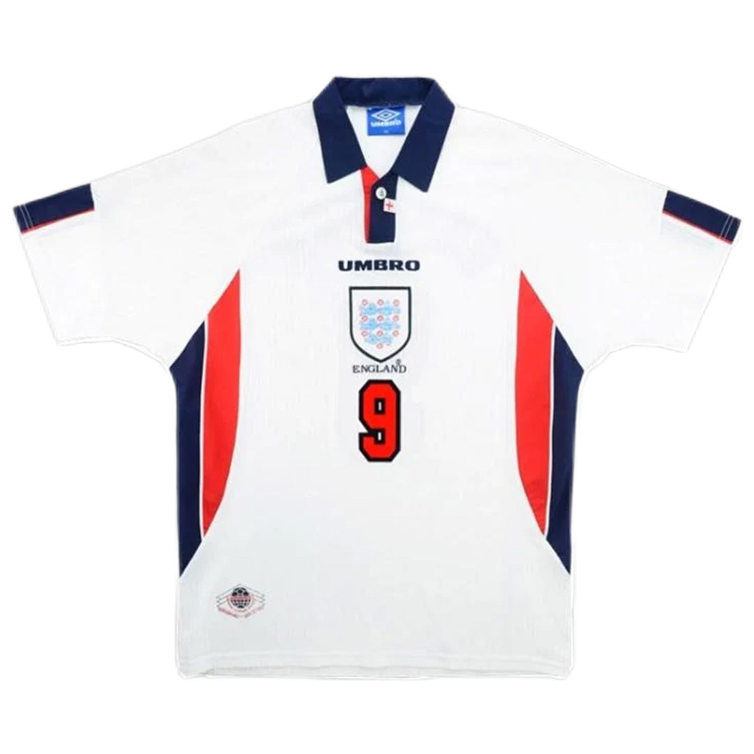 Shearer #9 Retro England Home Jersey World Cup 1998 Back