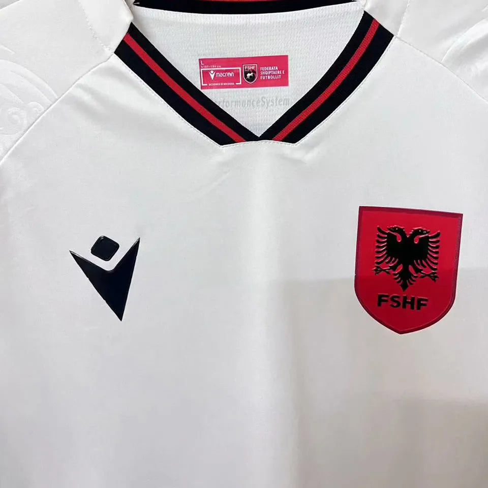 2025/26 Albania Away White Fans Soccer Jersey 阿尔巴尼亚 Detail 1