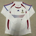 2006 France Away White Retro Long Sleeve Soccer Jersey Front