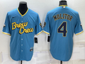 Men's Milwaukee Brewers Paul Molitor #4 Blue Stitched Jerseys