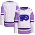 Men's Philadelphia Flyers White/Purple Hockey Fights Cancer Primegreen Authentic Blank Practice Jerseys