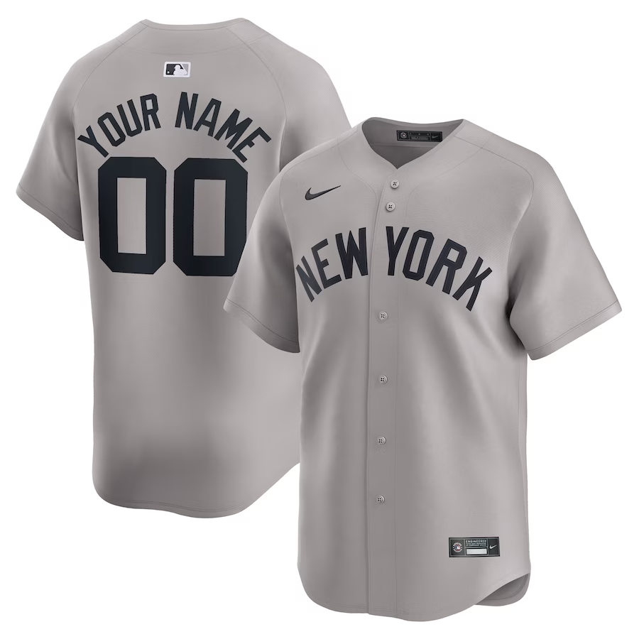 Men's New York Yankees Gray Away Limited Custom Jerseys