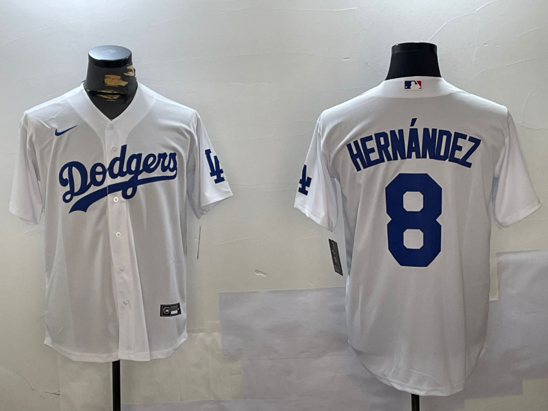 Men's Los Angeles Dodgers Enrique Hernandez #8 White Home Replica Player Jerseys