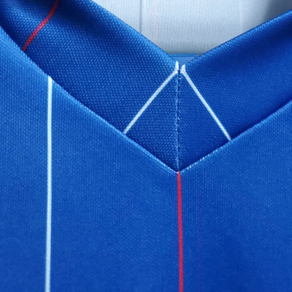 1982 France Home Blue Retro Soccer Jersey Detail 3