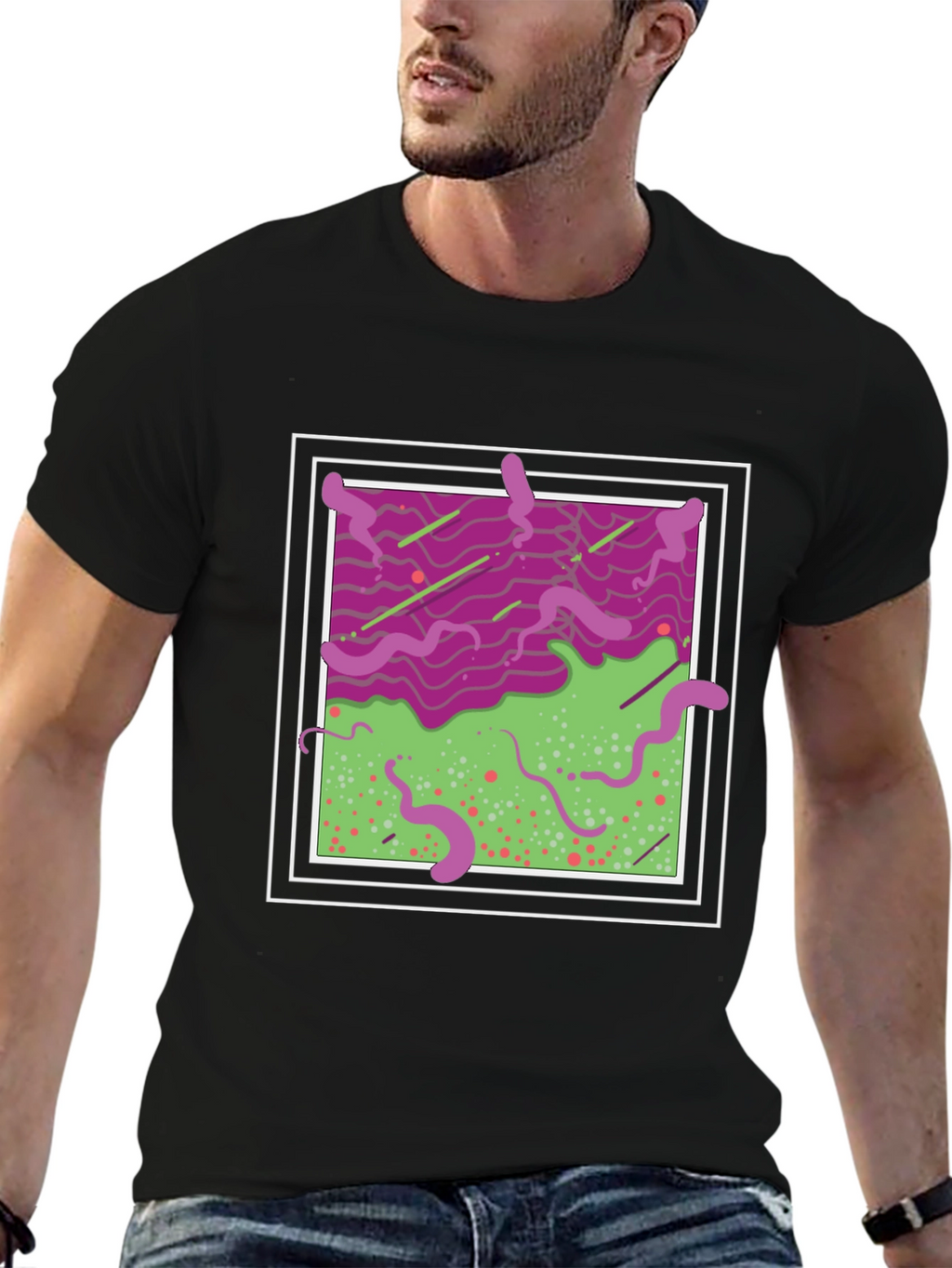 Abstract Graphic T-Shirt - Mens Black Tee