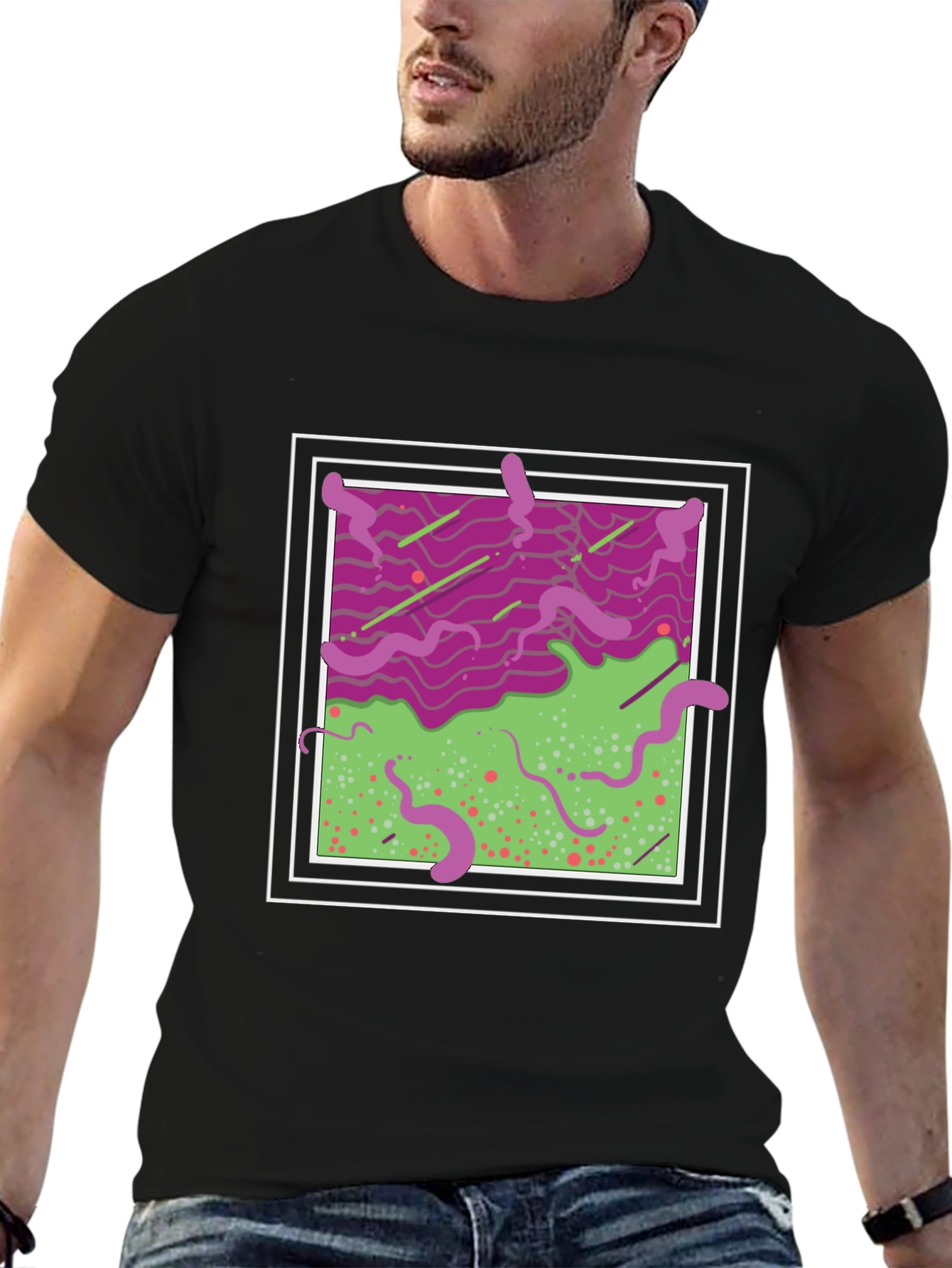 Abstract Graphic T-Shirt - Mens Black Tee