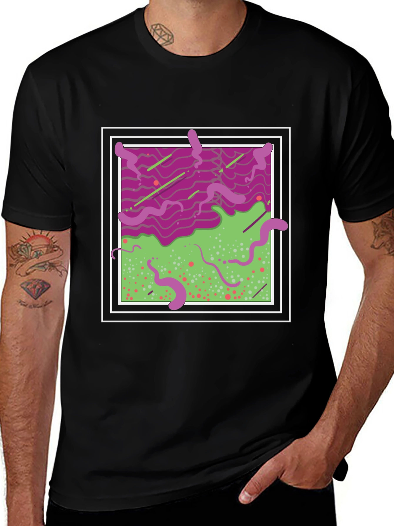 Abstract Graphic T-Shirt - Mens Black Tee