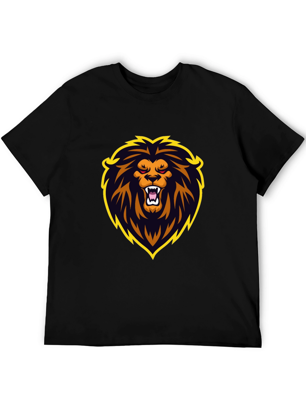 Black T-Shirt with Lion Graphic Design
