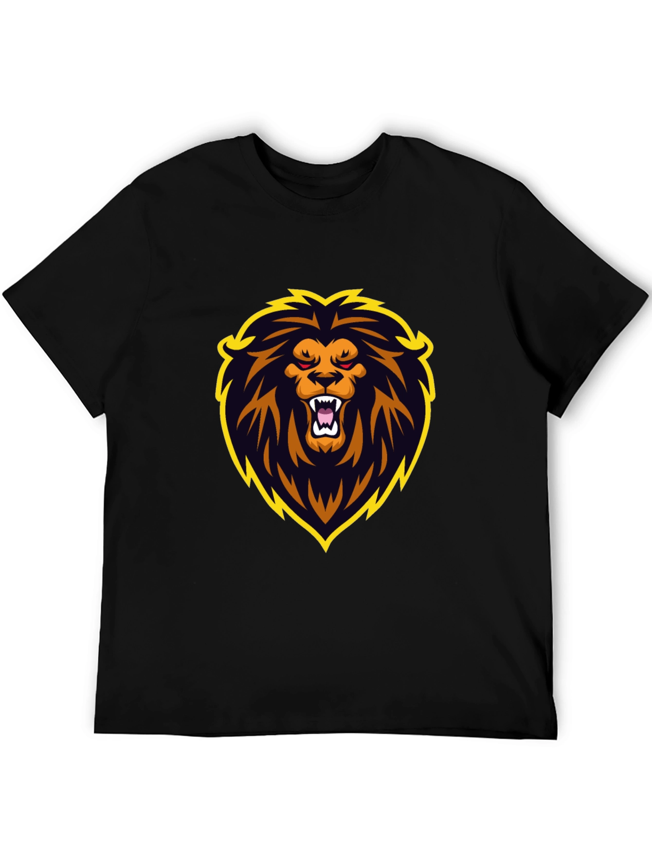 Black T-Shirt with Lion Graphic Design