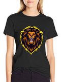 Black T-Shirt with Lion Graphic Design