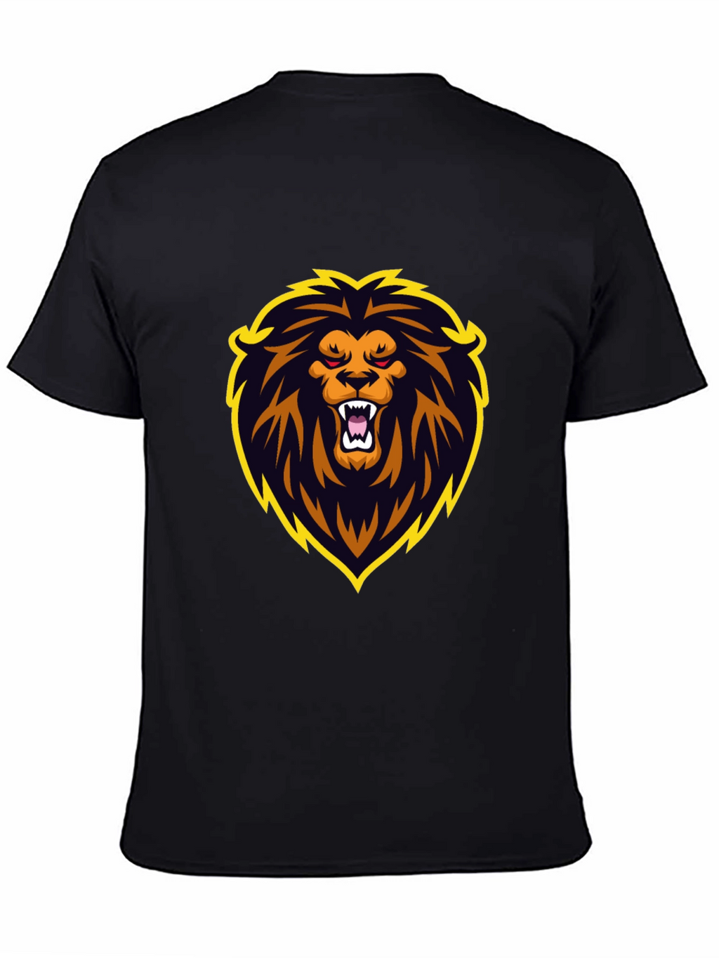Black T-Shirt with Lion Graphic Design