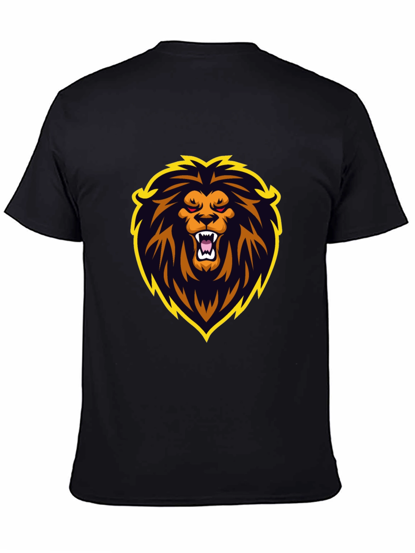 Black T-Shirt with Lion Graphic Design