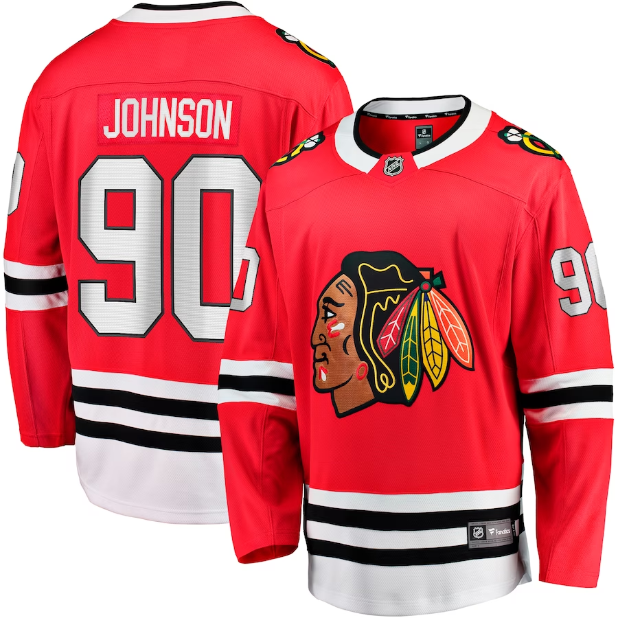 Men's Chicago Blackhawks Tyler Johnson #90 Red Home Team Breakaway Player Jerseys