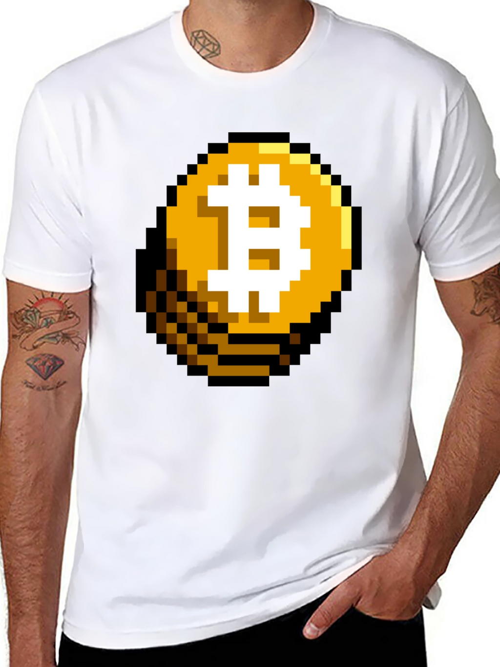 Pixel Bitcoin Graphic Black T-Shirt