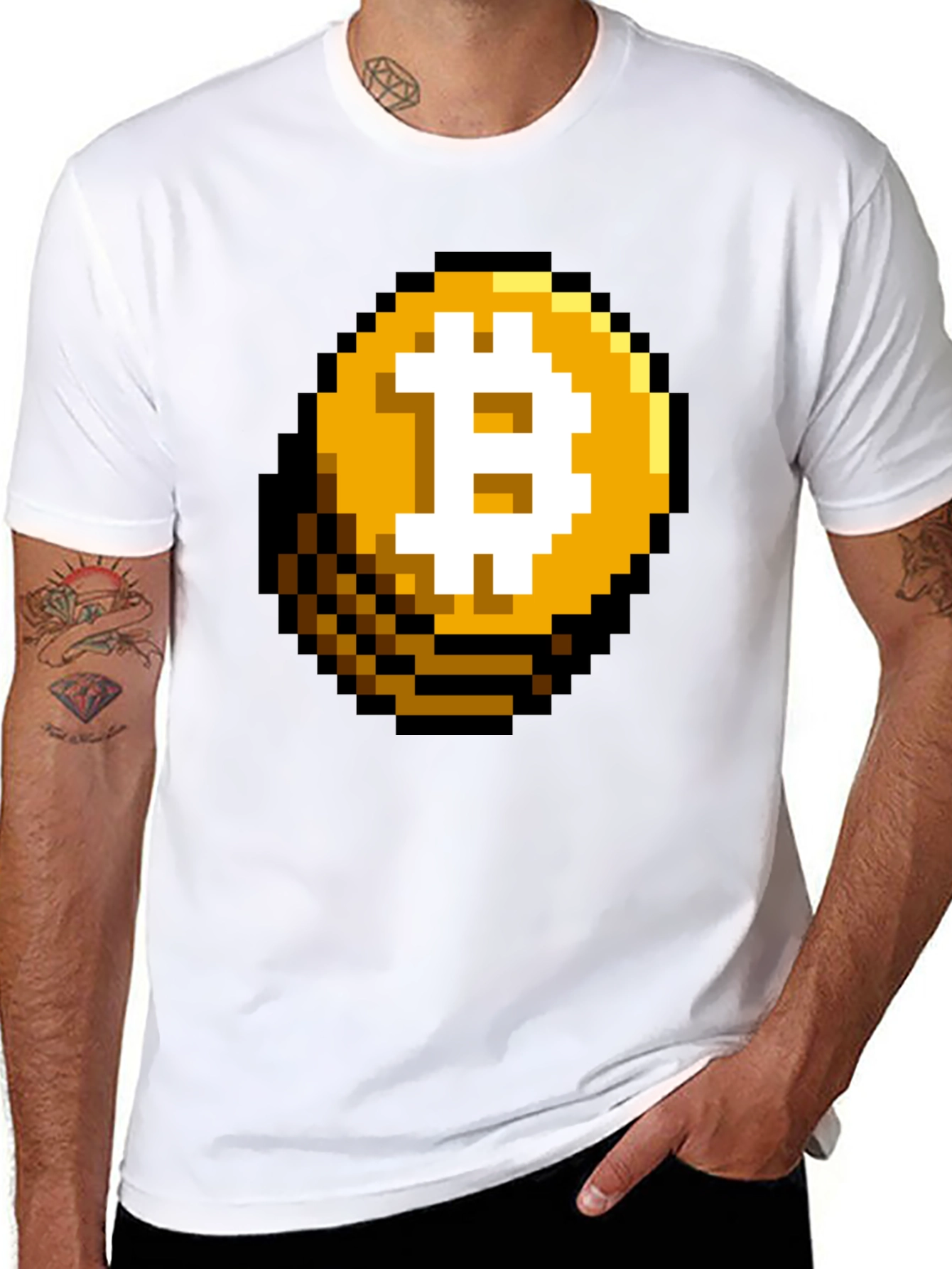 Pixel Bitcoin Graphic Black T-Shirt
