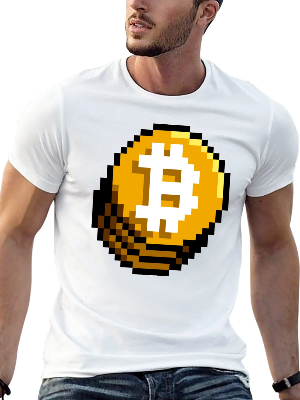 Pixel Bitcoin Graphic Black T-Shirt