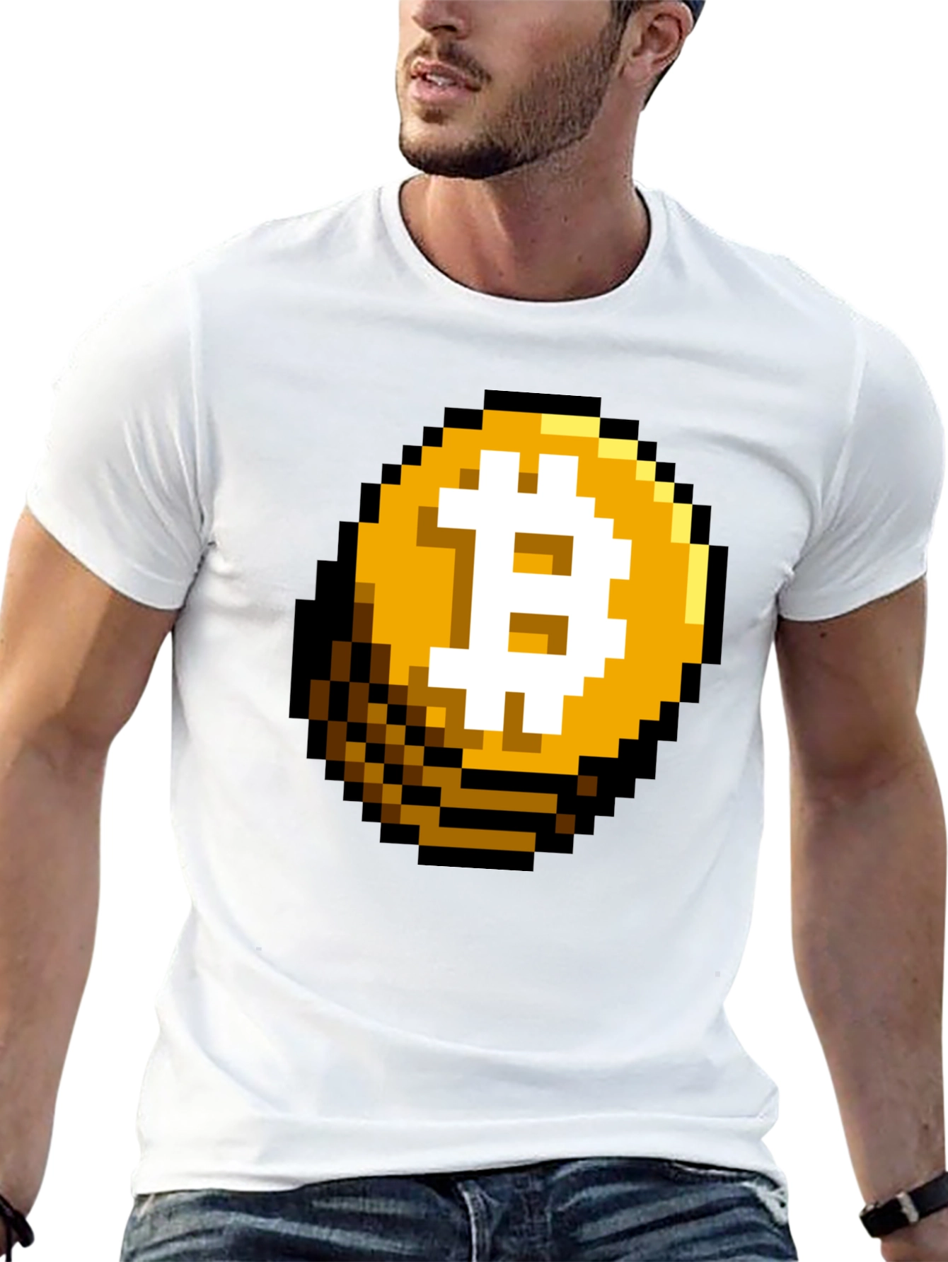 Pixel Bitcoin Graphic Black T-Shirt