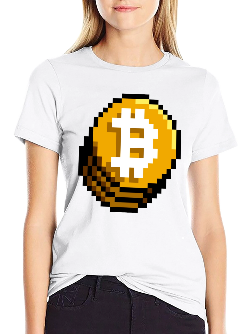 Pixel Bitcoin Graphic Black T-Shirt