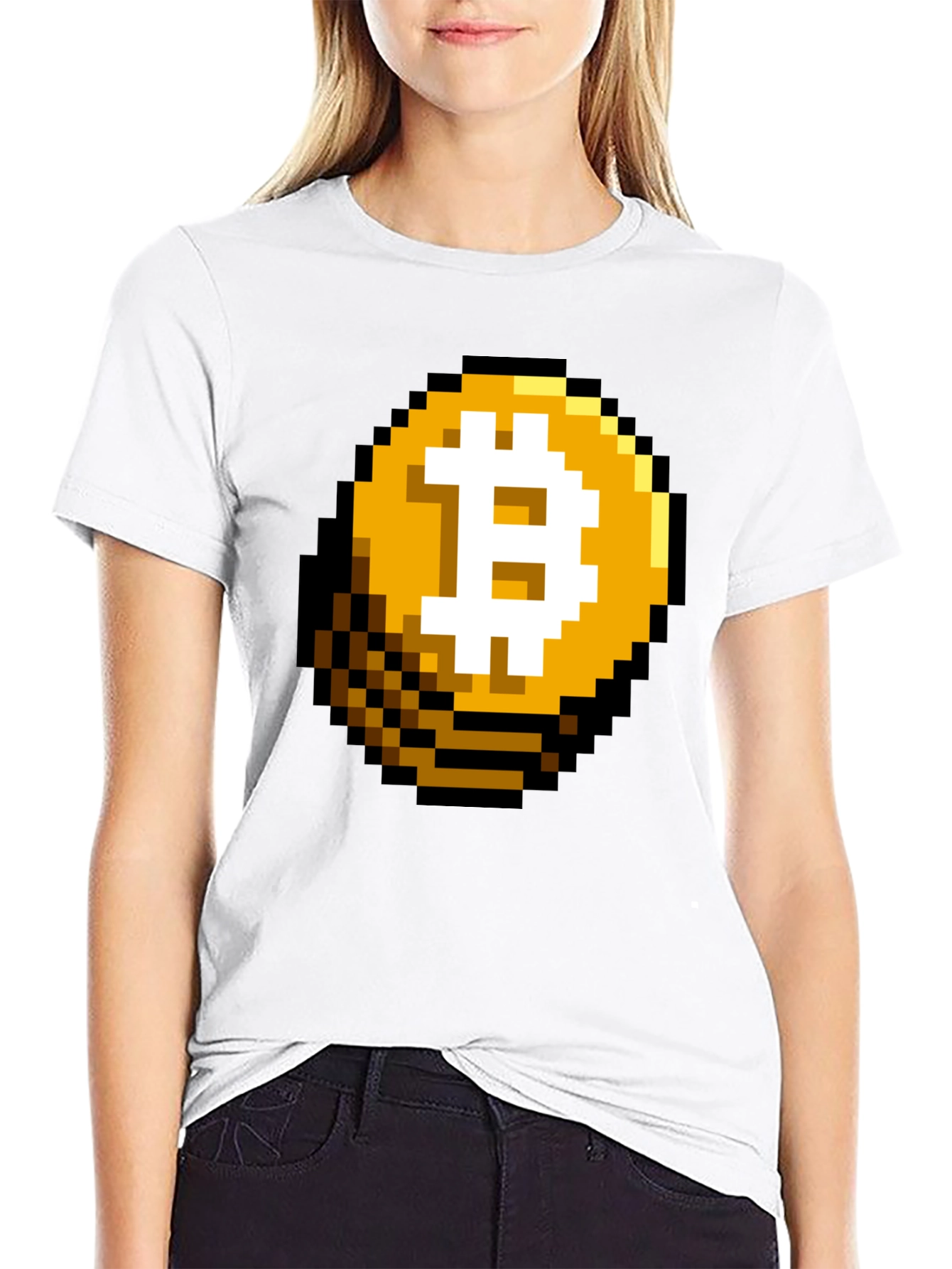 Pixel Bitcoin Graphic Black T-Shirt