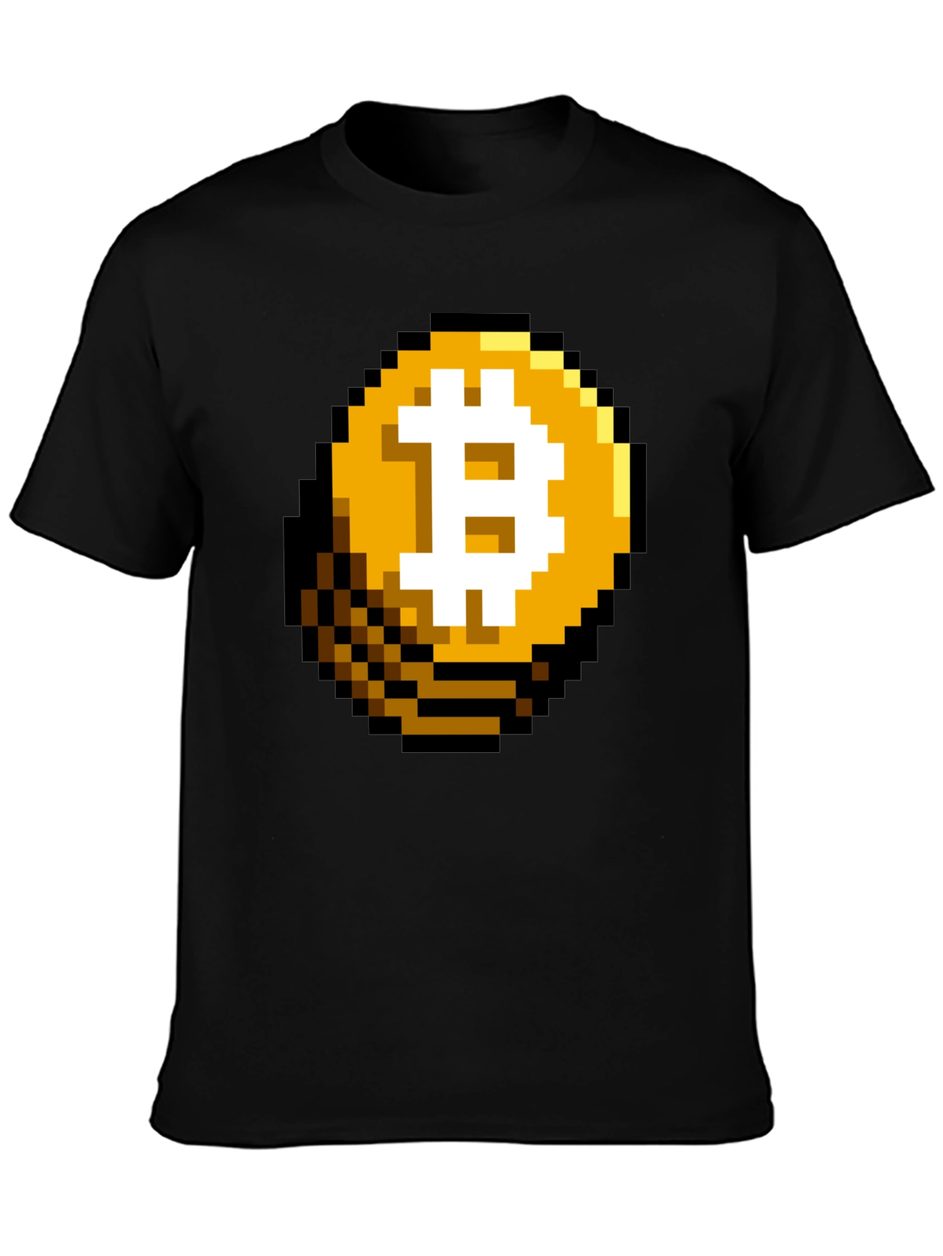 Pixel Bitcoin Graphic Black T-Shirt