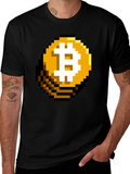 Pixel Bitcoin Graphic Black T-Shirt