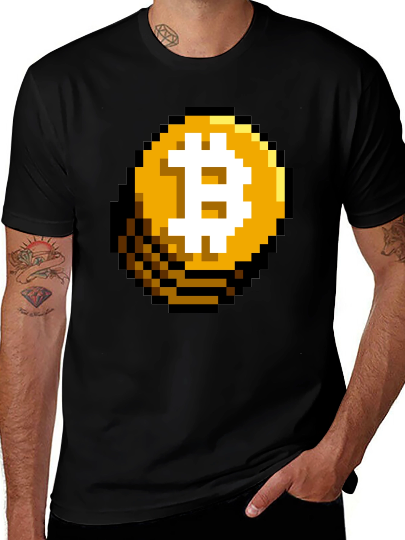 Pixel Bitcoin Graphic Black T-Shirt
