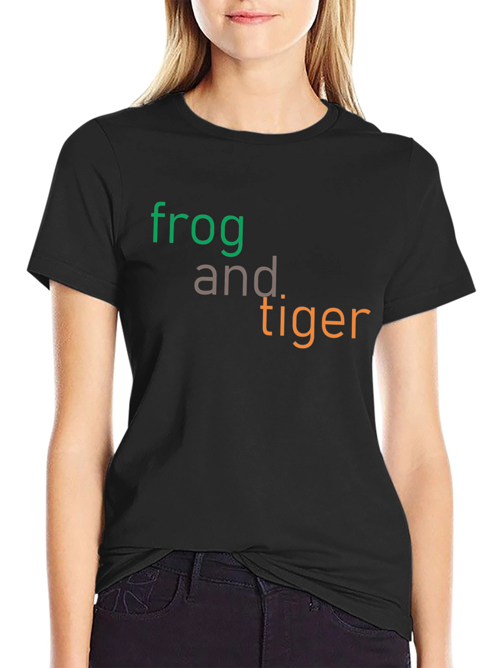 Frog and Tiger Graphic Tee - Black Cotton T-Shirt
