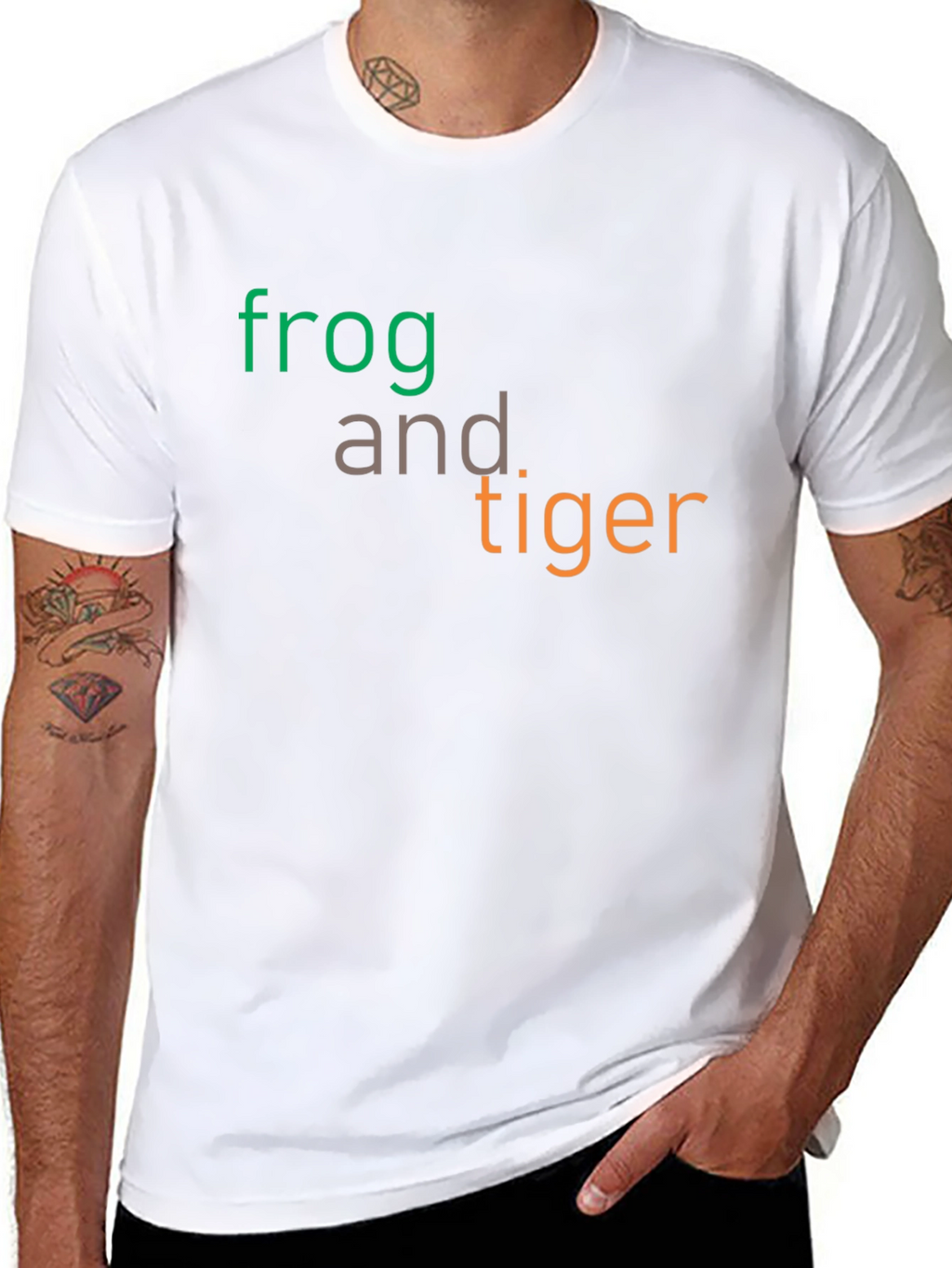 Frog and Tiger Graphic Tee - Black Cotton T-Shirt
