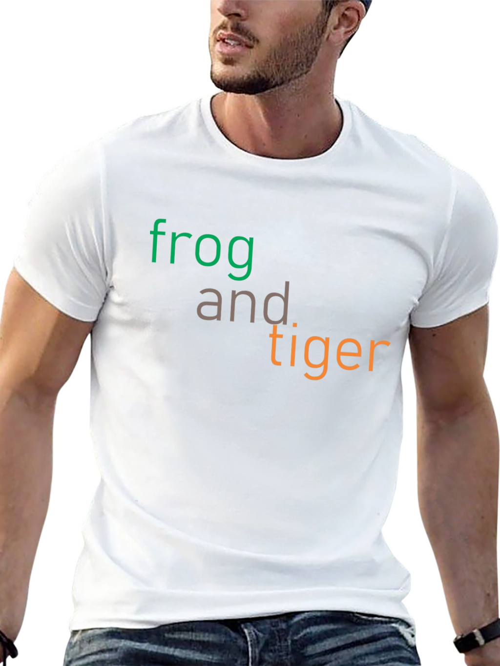 Frog and Tiger Graphic Tee - Black Cotton T-Shirt