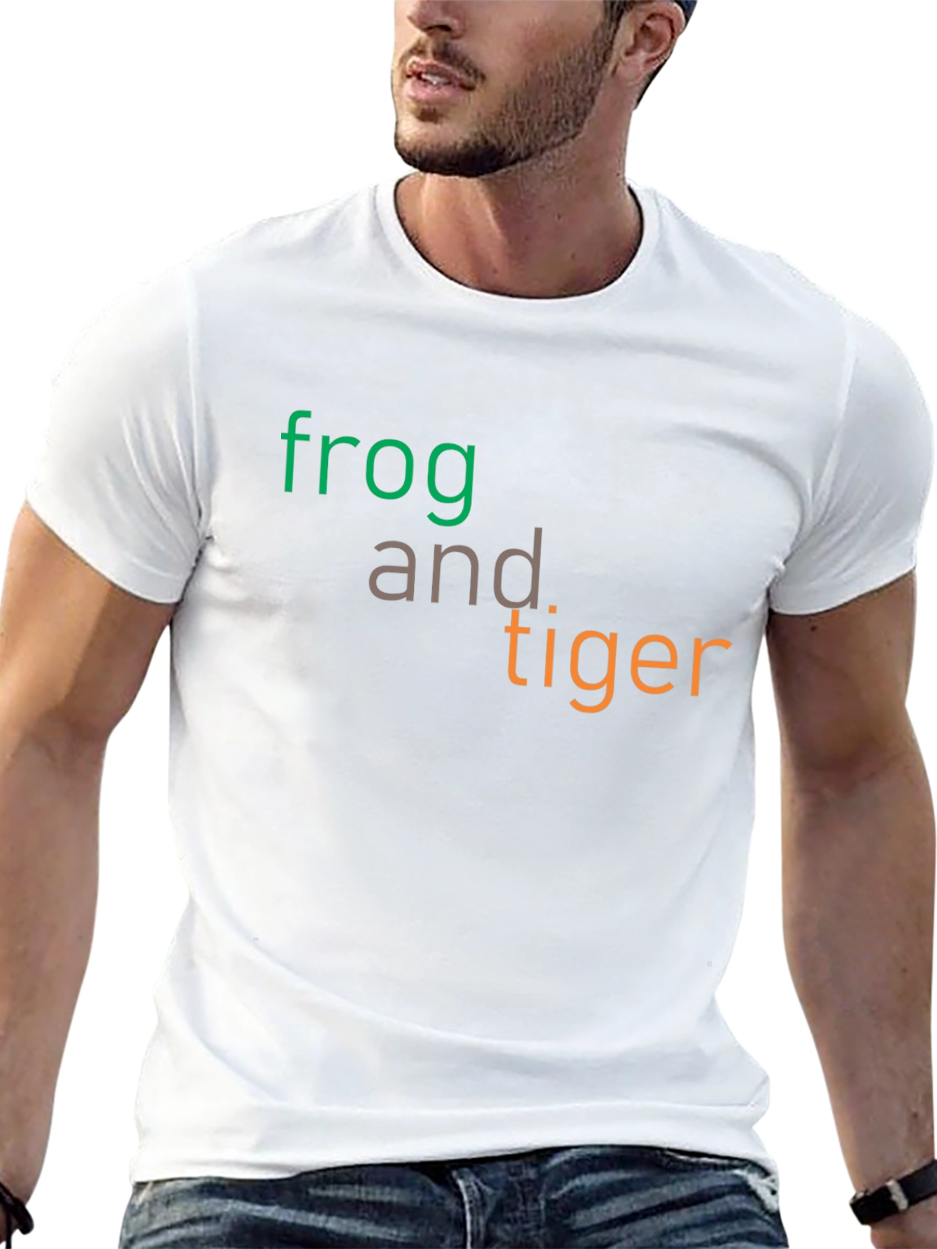 Frog and Tiger Graphic Tee - Black Cotton T-Shirt