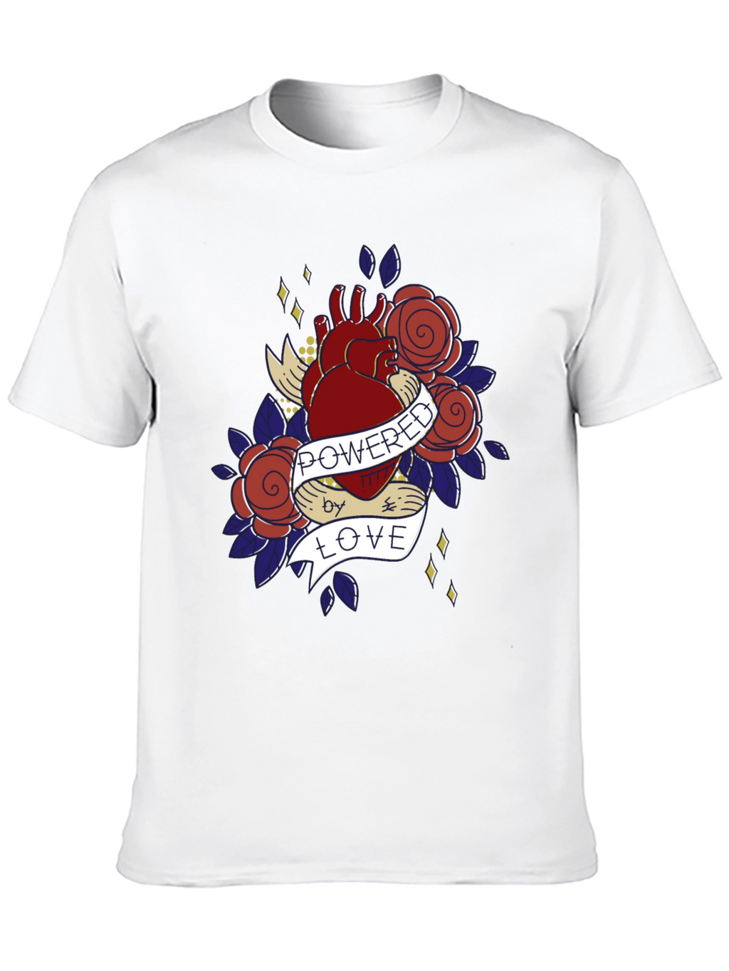 Heart & Roses Graphic T-Shirt - Powered by Love