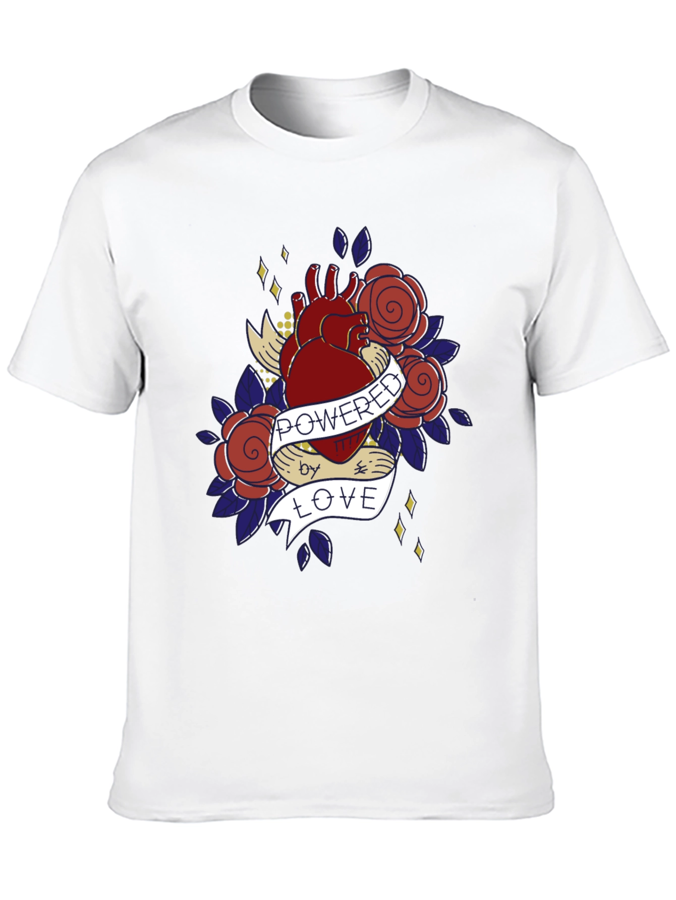Heart & Roses Graphic T-Shirt - Powered by Love