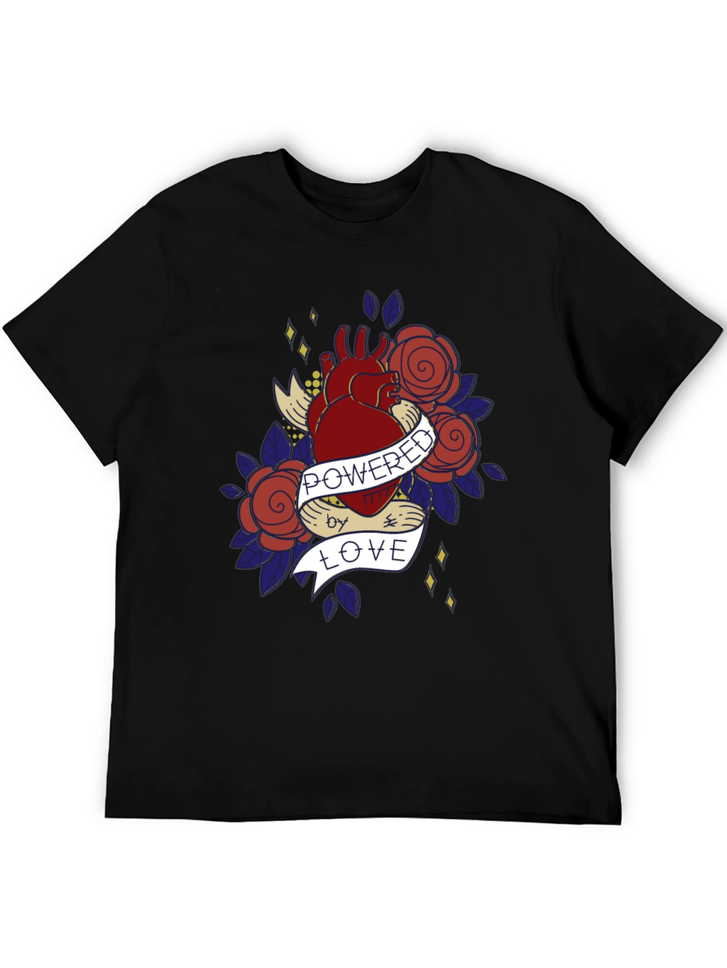 Heart & Roses Graphic T-Shirt - Powered by Love