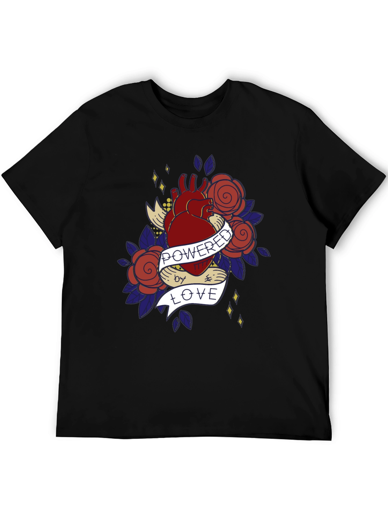 Heart & Roses Graphic T-Shirt - Powered by Love