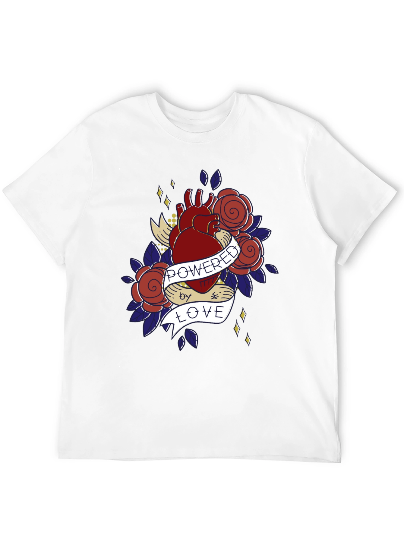 Heart & Roses Graphic T-Shirt - Powered by Love